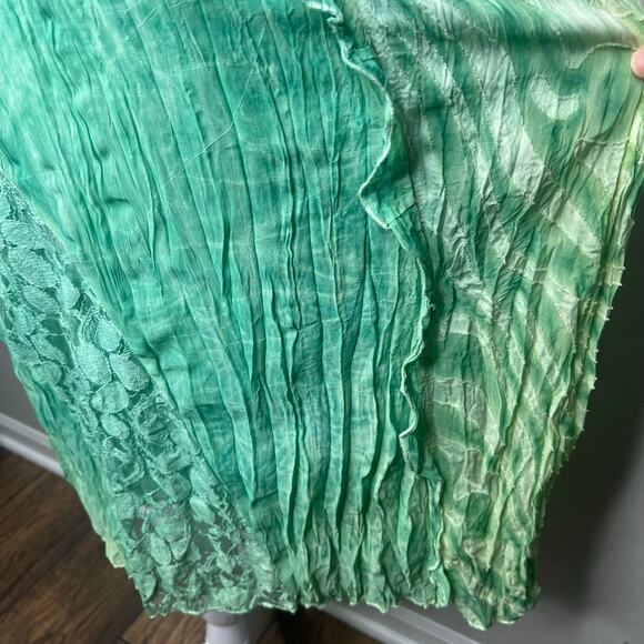 Women's Textured Fairy Grunge Sea Foam Green Dress Lace Inset Sz L Boho Hippie - Picture 11 of 15